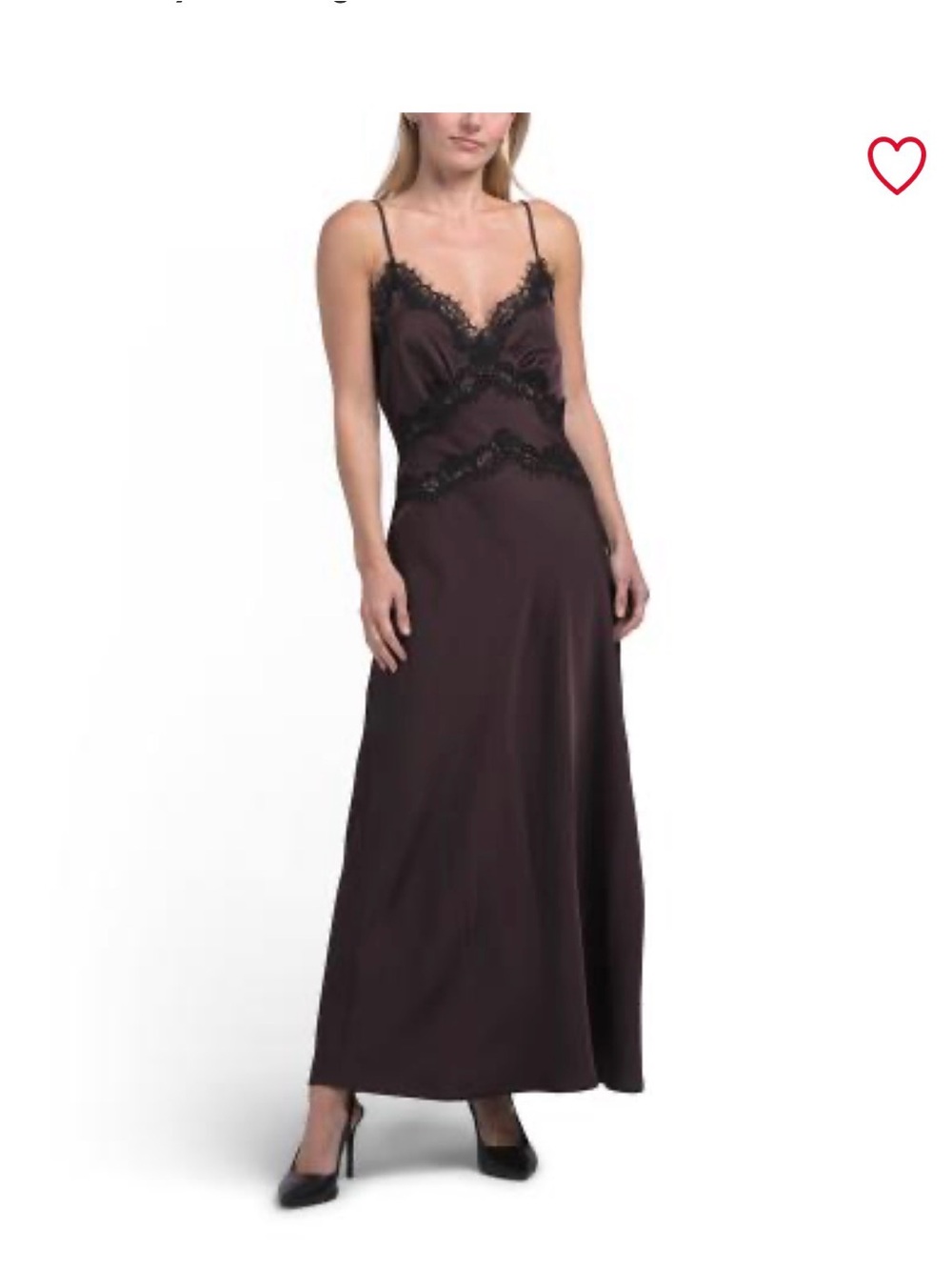 House of Harlow 1960-Satin Lace-Trim Slip Dress in Deep Brown - Picture 5 of 7